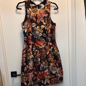 Anthropologie Black Floral Jacquard Mini Dress
